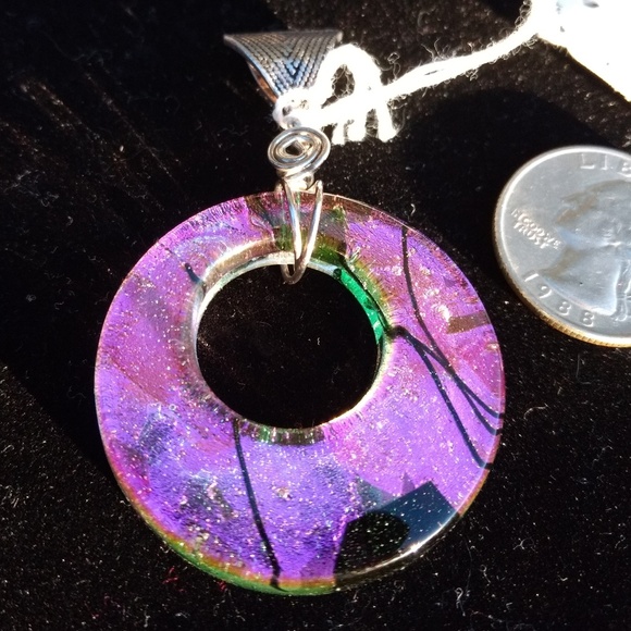 Handcrafted .925 Dichroic Glass Pendant - Picture 8 of 8